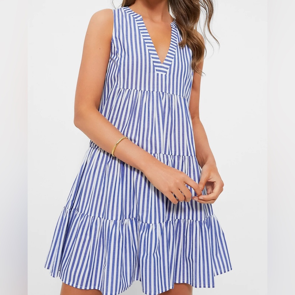 Tuckernuck Pomander Place Blue White Stripe Cotton Poplin Kenzo Dress Medium